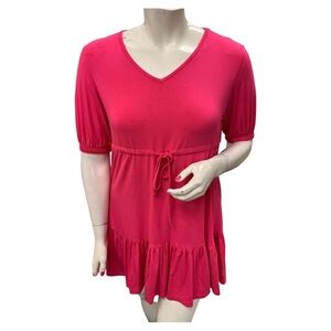 Women's Pink V-Neck Top Size L